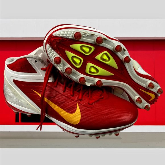 NIKE Alpha Talon Elite 3/4 Mid TD White Red Football Cleats Men's S:15 Pre-Owned - Picture 4 of 10